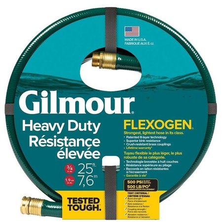 GILMOUR Flexogen Garden Hose, 34 in, 25 ft L, MetalRubber, Green 834251-1001